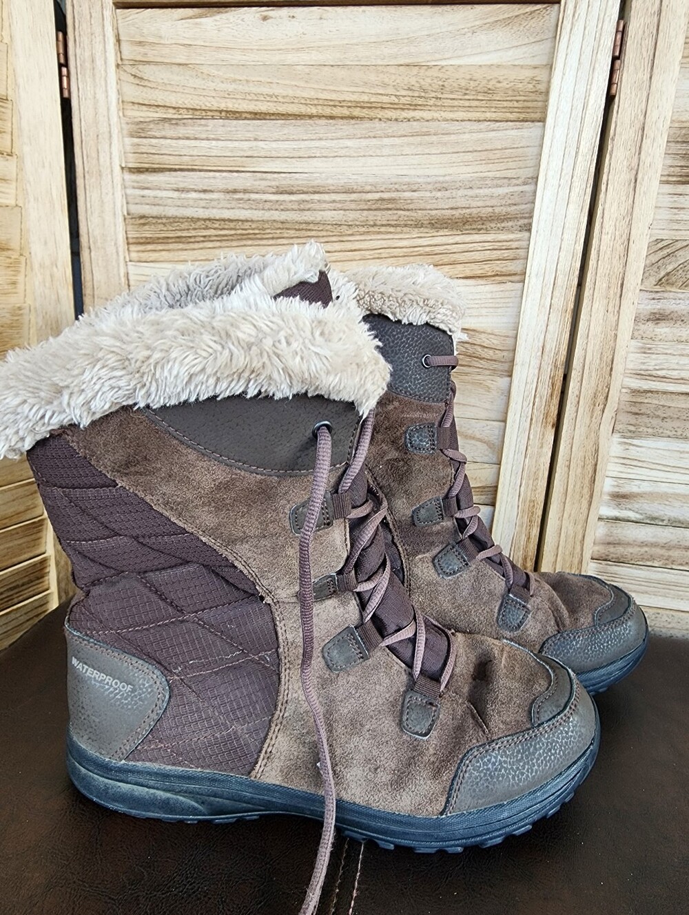Columbia Ice Maiden II Winter Snow Boots Womens Size 10.5 Brown Leather